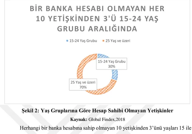 Şekil 2: Yaş Gruplarına Göre Hesap Sahibi Olmayan Yetişkinler  Kaynak: Global Findex,2018