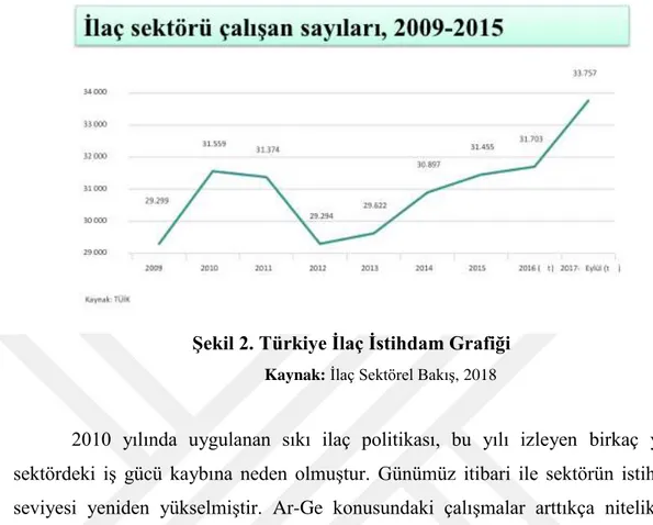 Şekil 2. Türkiye İlaç İstihdam Grafiği 