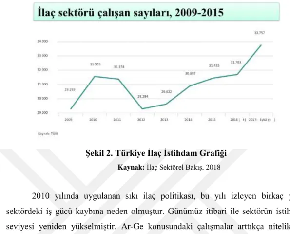 Şekil 2. Türkiye İlaç İstihdam Grafiği 