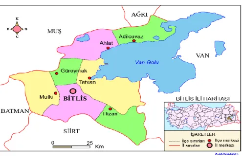 Şekil 2.1. Bitlis İl Haritası 