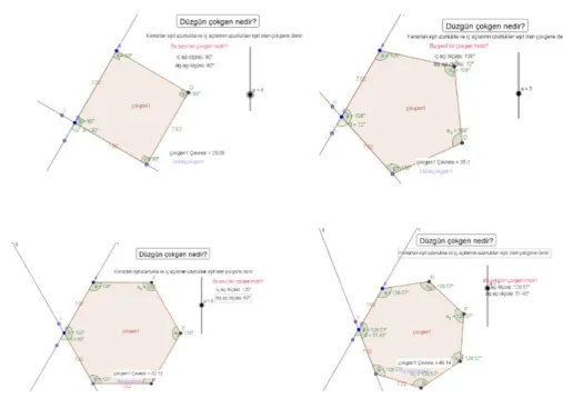 Figure 4.  An activity on the edge and angle properties of regular polygons. 