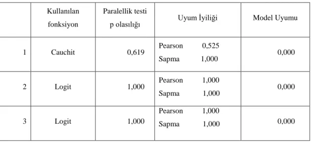 Çizelge 5.12  Oluşturulan modellerin test sonuçları 