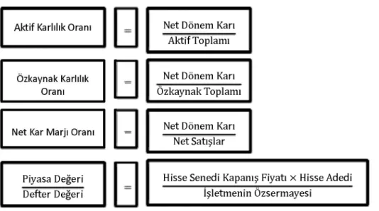 Şekil 3. Finansal Performans Göstergeleri Formülleri 