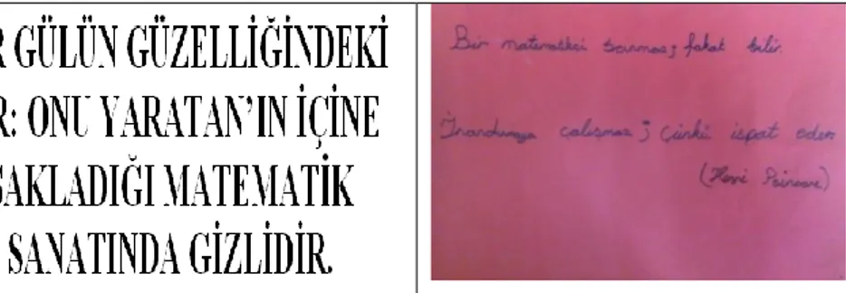 Tablo 13.Öğrencilerin ürün dosyalarına yazdıkları matematikle ilgili TS’ler 