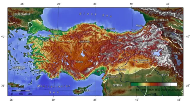 Şekil 5: Türkiye’nin koordinatları.  