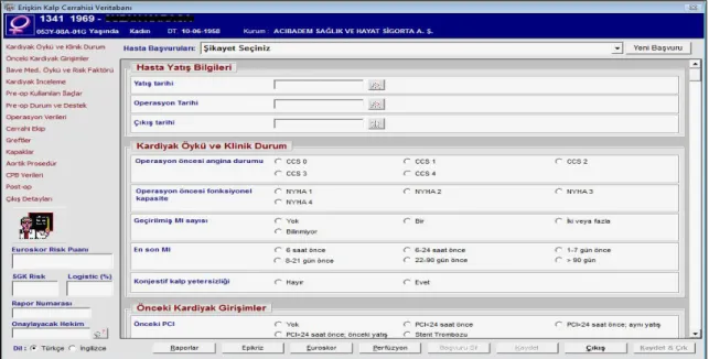 Şekil 2.8. Erişkin kalp cerrahisi sistemi ekran görüntüsü 