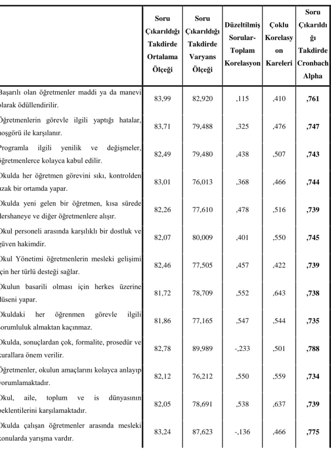 Tablo 4.8. Soru-Toplam İstatistik Test Çıktısı 
