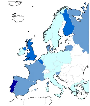 Figure 1. Geographical distribution of institutions responded. 