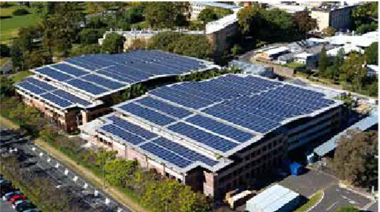 Şekil 3.  Queensland Üniversitesi çatıda kullanılan güneş panelleri, Avustralya 