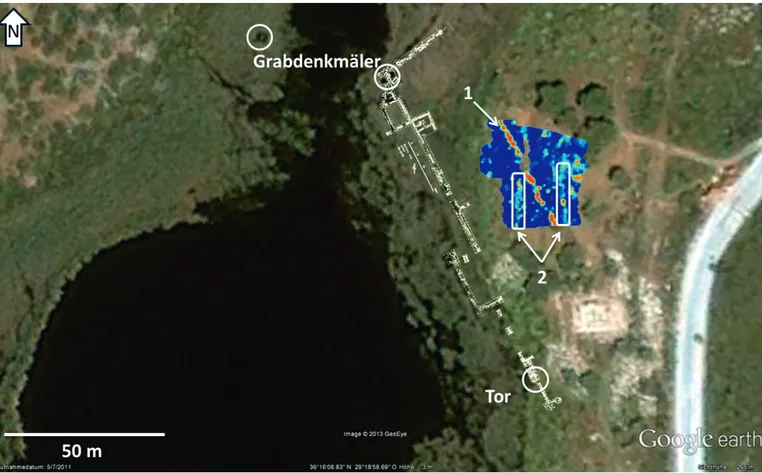 Fig. 11: 2014 yılında gerçekleşen bir yangınla ortaya çıkan yapı kalıntısı, güneyden görünüş (Patara Kazı Arşivi) Fig