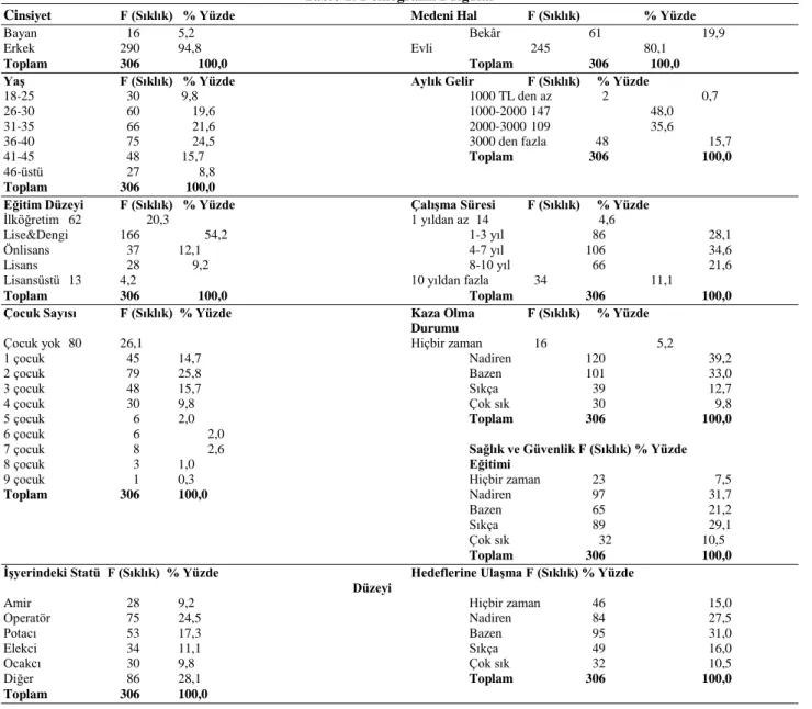 Tablo 1: Demografik Bulgular 