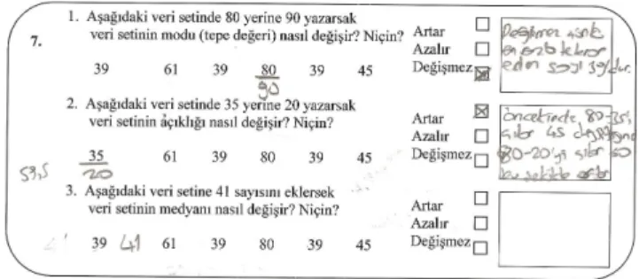 Şekil 6. Tarık’ın ön testte 7. soruya verdiği cevap