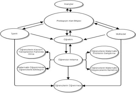 Şekil 1: Pedagojik Alan Bilgisi Ağı (An, Kulm ve Wu, 2004: 147)