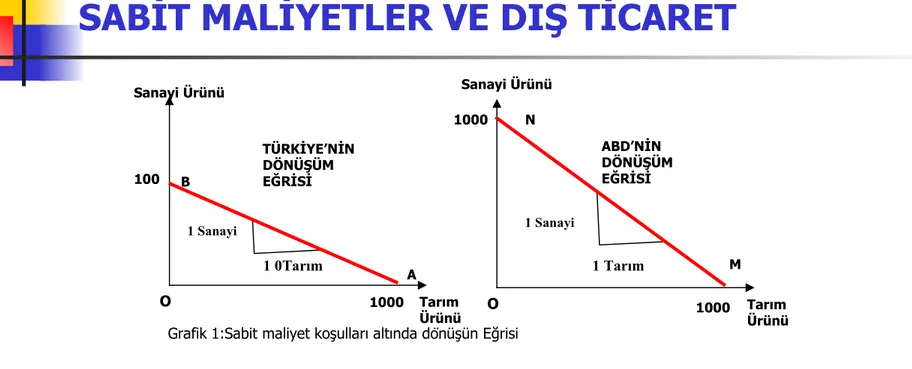 Grafik 1:Sabit maliyet koşulları altında dönüşün Eğrisi