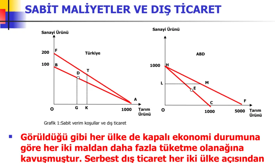 Grafik 1:Sabit verim koşullar ve dış ticaret