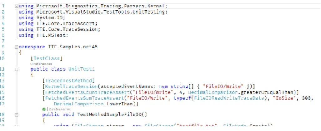 Fig. 3. An example test definition in TTE 
