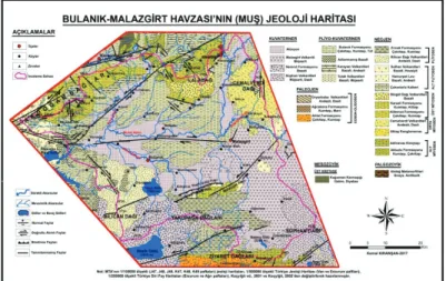 Şekil 4: Bulanık-Malazgirt Havzası’nın (Muş) Jeoloji Haritası