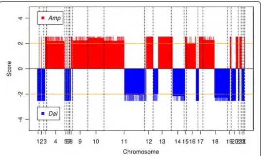 Fig. 5 Significant CNVs on all chromosomes in tumor samples of 510 patients with LUAD
