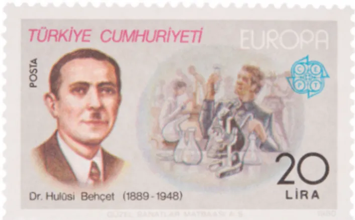 Fig. 2 and cover Turkish stamp depicting Hulusi Behçet, Europa CEPT, 1980 (Reprinted from the original copy of the stamp with the written permission of the Republic of Turkey Ministry of Transport and Infrastructure the General Directorate of Postal Affair