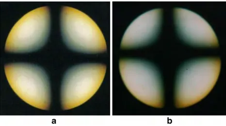 Fig. 2 Sketch of texture types. a Homeotropic aligned texture. b Planar aligned texture