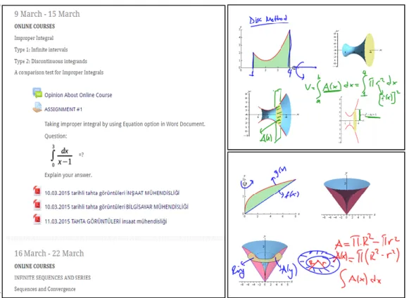 Figure 1. Screenshots: Course page and smart board 