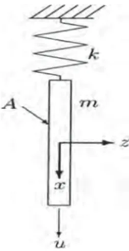 Figure 1. Rigid plate of mass m immersed into a Newtonian ﬂuid.