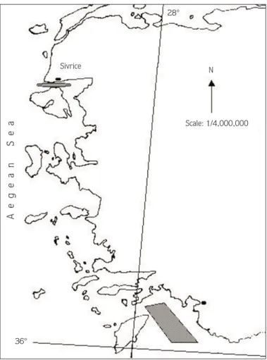 Figure 1. Distribution of drift-net activities for swordfish in the Aegean Sea.