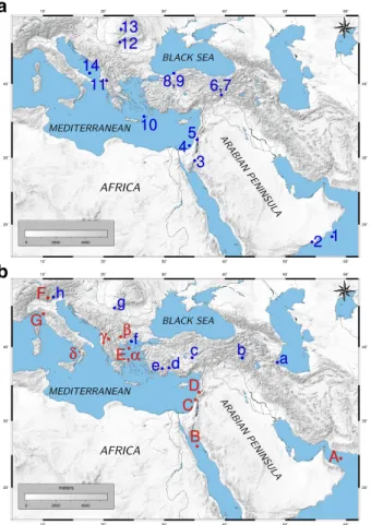 Fig. 1 Map of the broader region discussed in this study. a The locations of the control set variables shown