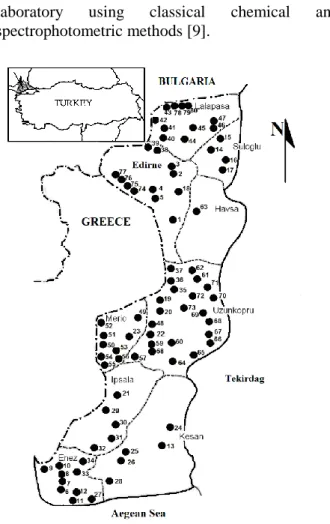Fig. 1. Sampling localities in Edirne province and 
