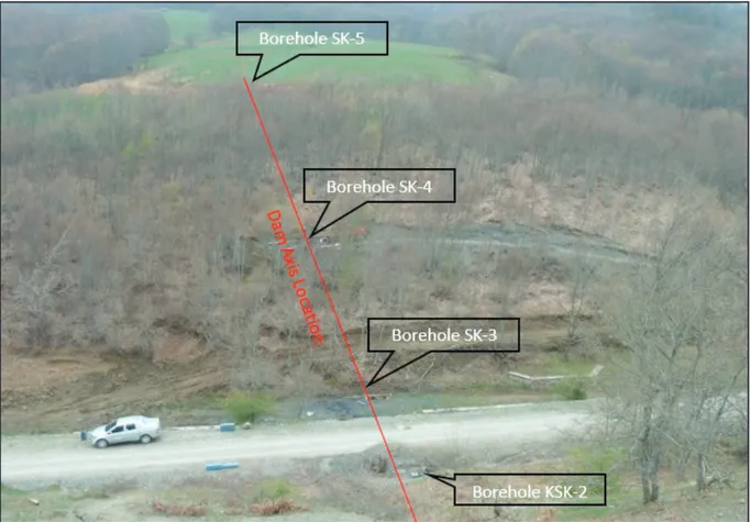 Figure 2- View to right abutment from borehole SK -1 (left abutment) in Savcıbey Dam axis location