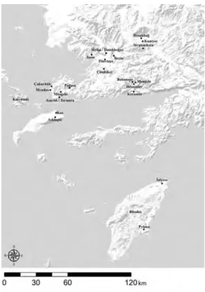 Fig.	1	 Metinde	Adı	Geçen	Güneydoğu	Ege	Merkezleri Fig.	2	 Mezar	342	ve	çevresi. c;.l ~ .t,f, k •  p ~ :0.l)'lllkru • M&amp;•JtCtW A ..