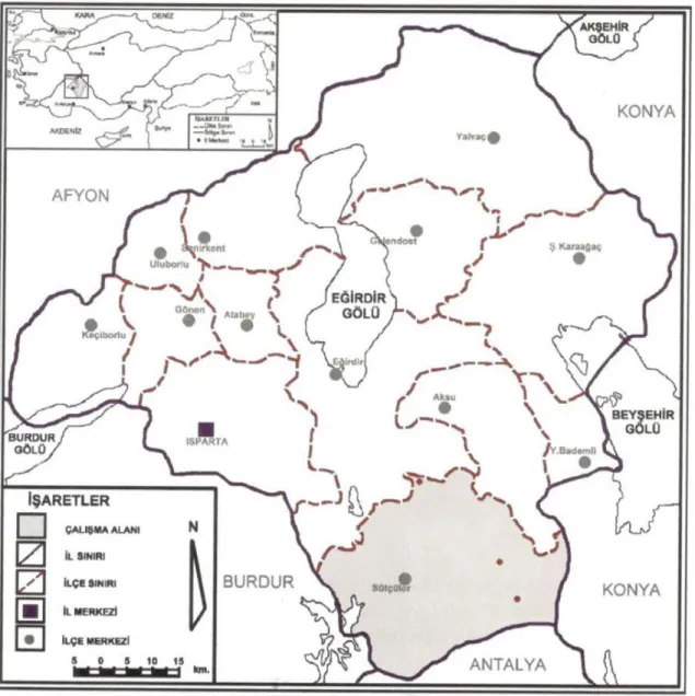 Fig. 1. Location of Sütçüler District Part of the Isparta Province. 