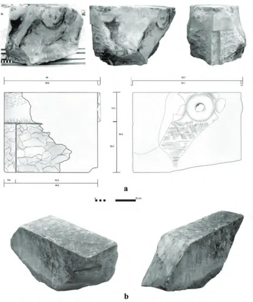 Fig. 4  Rozet bezemeli blok (Kat. No: 4)I .. ... ..  a  ..  ~ °-'••  -b 