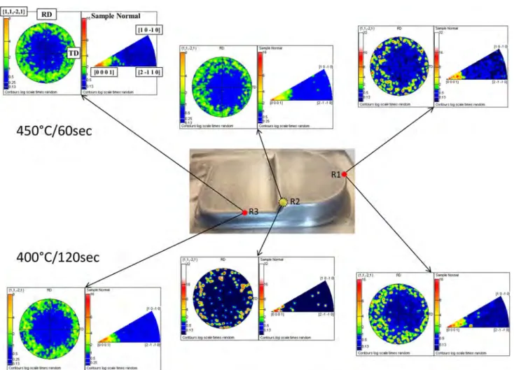 Fig. 6. EBSD figures confirming the existence of the basal texture in the gas-formed samples.