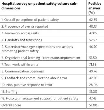 Table I. The health workers hospital survey on patient safety 