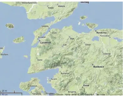 Figure 1. Canakkale province map