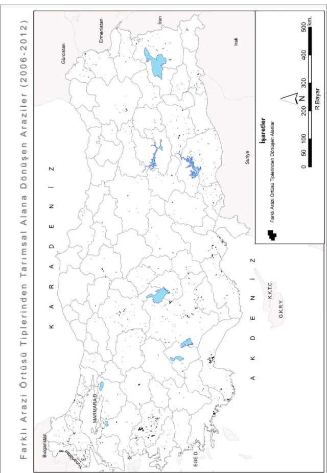 Şekil 9. 2012 yılında tarımsal alana dönüşen araziler 