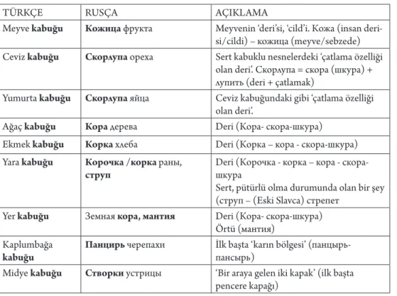 Tablo 4: Türkçe Rusça Dil Çözümlemesi