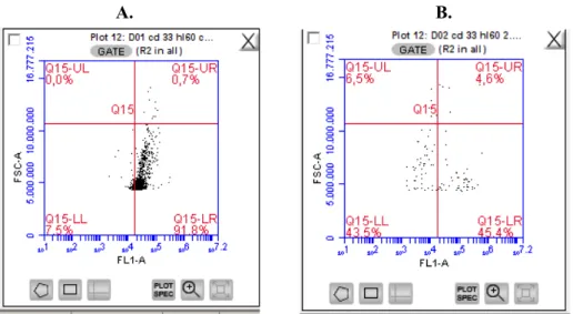Şekil 3. Metilprednizolon uygulanan hücrelerin CD33 antikoru ile akım sitometri analiz sonuçları 