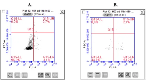 Şekil 4. Metilprednizolon uygulanan hücrelerin CD11b antikoru ile akım sitometri analiz sonuçları 