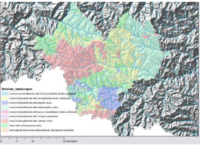 Figure 4. Landscape types in the Smolyan municipality at the lowest hierarchical level 