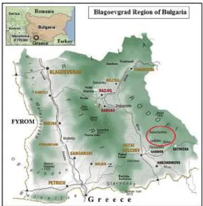 Figure 1. Geographical location of Kovachevitsa, Leshten and Dolen 