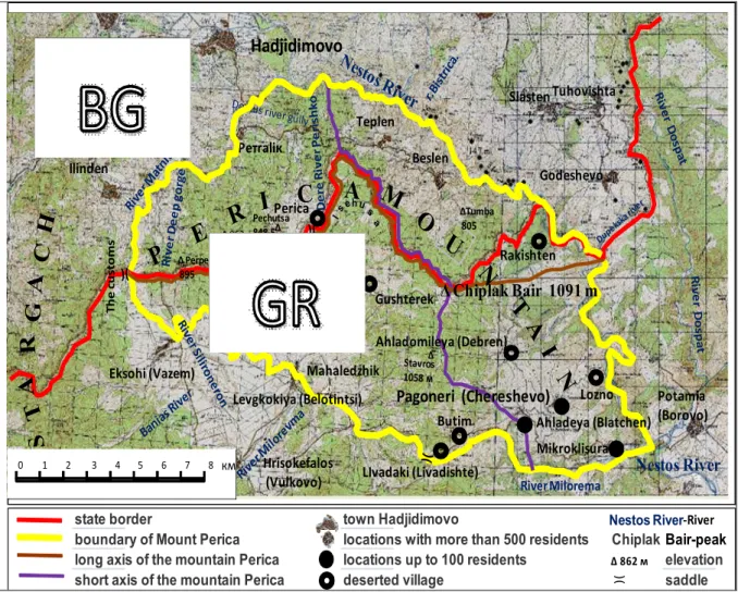Figure 1. Morpho-hydrographic map-scheme of Perica Mountain 