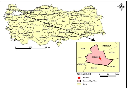 Şekil 1. Osmaneli Đlçesi lokasyon haritası 
