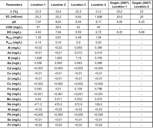 Table 1. Results of the analyses and measurements with comparison to Dogdu (1997) insitu tests