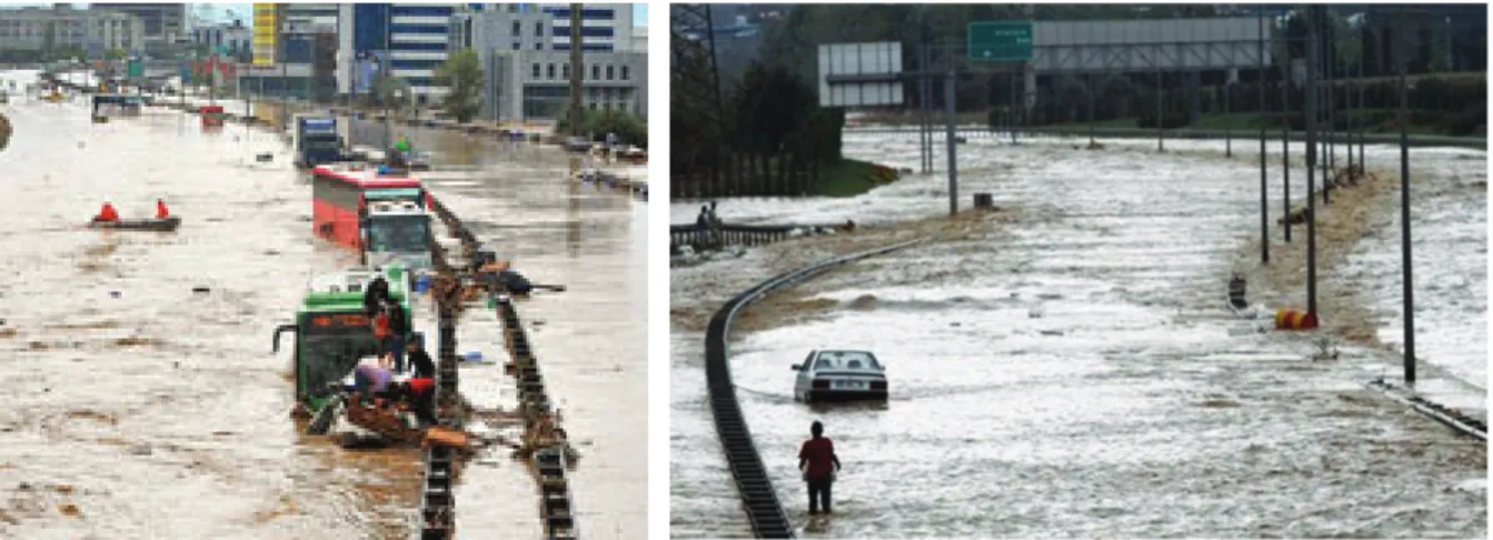 Figure 6.  Main roads served as drainage channels (Ayamama River basin, “Basın Expres” link road, September 9, 2009)