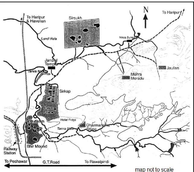 Figure 2. Map of Main Archaeological Sites in Taxila World Heritage Site (UNESCO World Heritage Centre, 2010e)