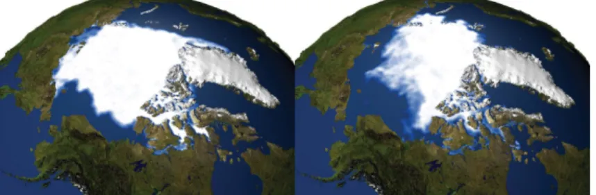 Figure 2. The amount of ice in the Arctic Sea 1979-2003 (Anonim 2008g). 