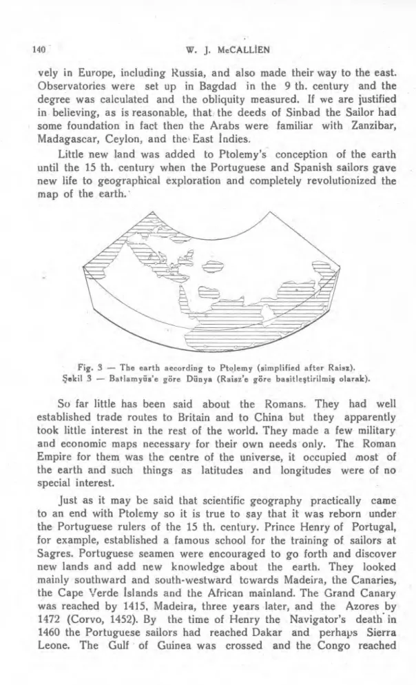 Fig.  3 — The earth according to Ptolemy (simplified after Raisz). 