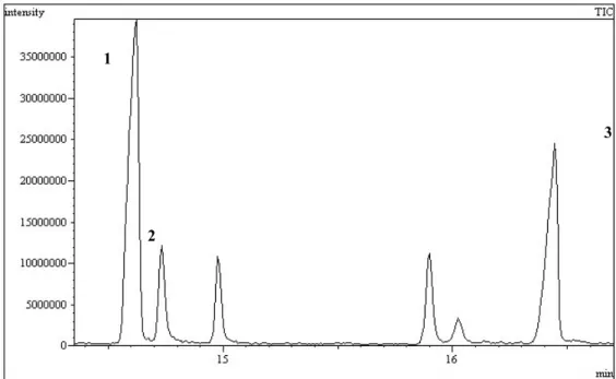 Figure 1. GC/MS chromatogram obtained from Case1 urine sample non-hydrolized basic extract